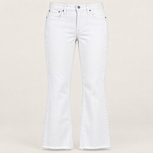 J.Crew Flare Crop Jeans Women 28 White Mid-Rise Raw Hem Coastal Preppy Denim